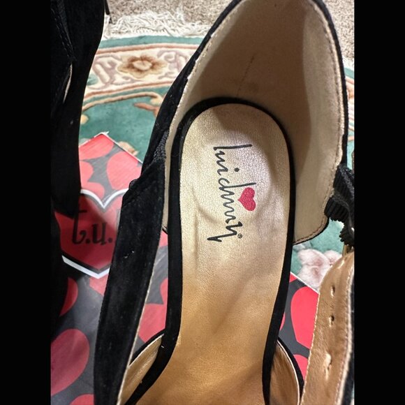 Black Luichiny Dolly Velvet Platform Heel Retro Goth Y2K Designer Formal Witch 8 - Picture 8 of 13